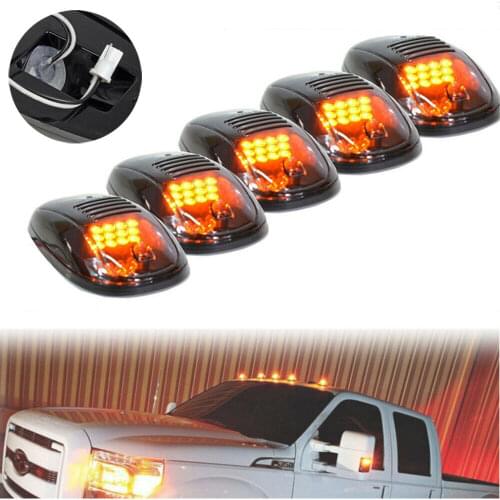5 Pcs Smoked 12 LED For Dodge Ram Cab Roof Top Marker Running Clearance Light