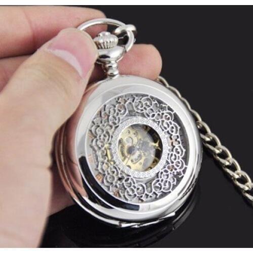 8001S) 6 pcs/lot MECHANICAL steampunk fob locket pocket watch necklace