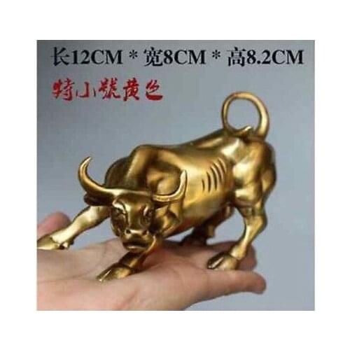 Big Wall Street Bronze Fierce Bull OX Statue-Brass