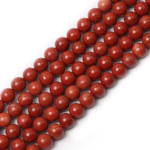 Natural Round Stone Beads, Natural Gemstone Hole Size 6/8/10mm Crystal Energy Stone Healing Power Smooth Loose Red Coral Beads