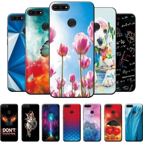Case For Honor 7A Pro Case Huawei Y6 Prime 2018 Flower Cute Cover Bumper on Honor 7C RU Shockproof Silicone Phone Case Coque 5.7