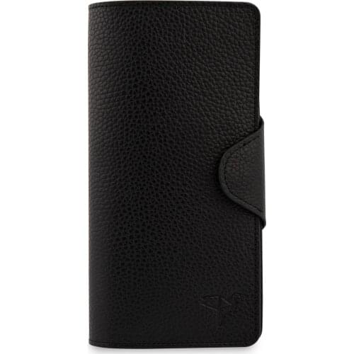 Genuine Leather Black Unisex Portfolio Wallet