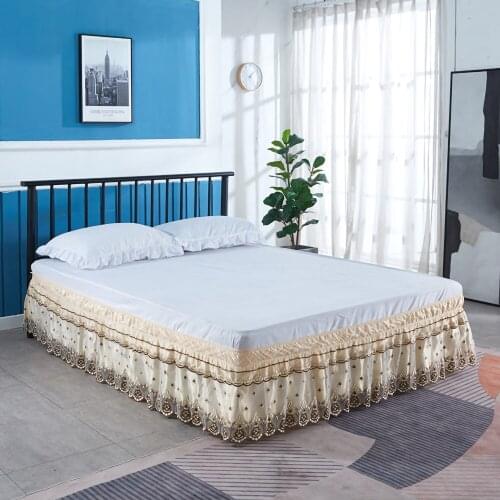 Decorative Princess Lace Bed Skirt Embroidered Bed Skirt Elastic Band Bed Skirt European Style Bedding Bed Cover Without Surface