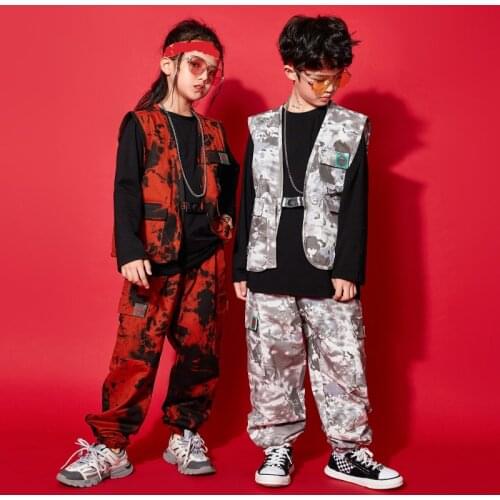 ChildrenS Hip-Hop Dance Clothes Boys Hiphop Stage Costumes Girls Jazz Dance Performance Costumes Street Dance Outfits DQS7175