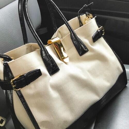 Canvas Bag Stitching Large Capacity Crocodile Pattern New Fashion Simplicity One-shoulder Messenger Handbag Channels Handbags