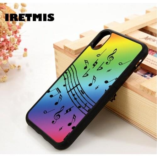 Iretmis 5 5S SE 2020 6 6S TPU Silicone Rubber Phone Case Cover for iPhone 7 8 Plus X Xs 11 12 MINI Pro Max XR Music Rainbow