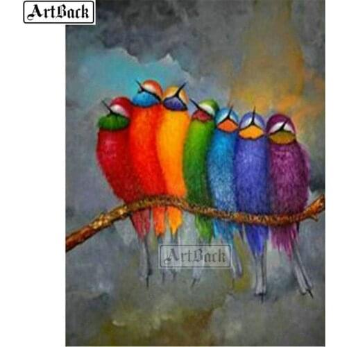 ARTBACK 5d diy diamond painting lot bird cross stitch 3d diamond mosaic color animal stickers crafts thrush