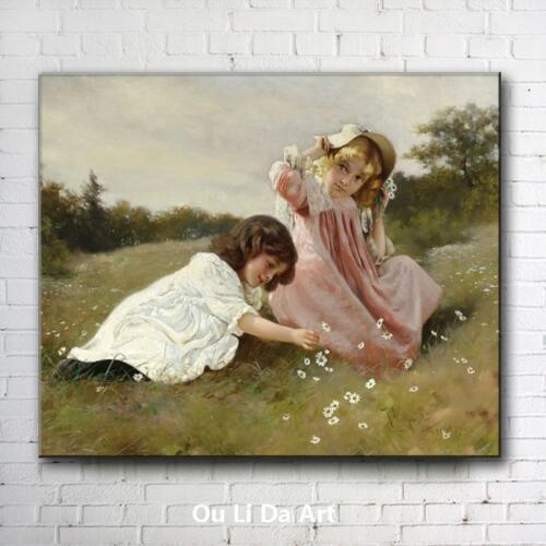 Classical figures cute girls angel flower landscape oil paintings canvas printing printed on canvas wall art decoration picture