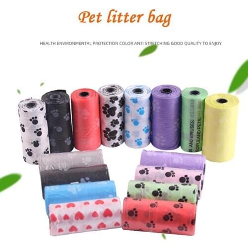 Colourful Biodegradable Pet Dog Poop Bag Zero Waste Dog Pooper Bags Paw Doggy Litter Poop Bag Dispenser Pets Products For Dogs