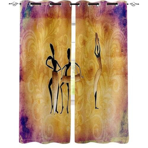 Petals Leaves Woman Retro Curtains for Living Room Bedroom Kitchen Window Treatment Curtain Home Decoration