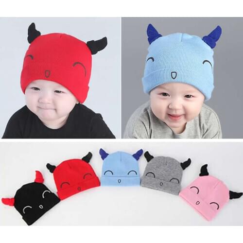 Hot Newborn Baby Girl Boy Toddler Horns Cartoon head Hat cap Beanie Fashion Beanie Headwear Kids Hats Boys Caps Headwear 2020