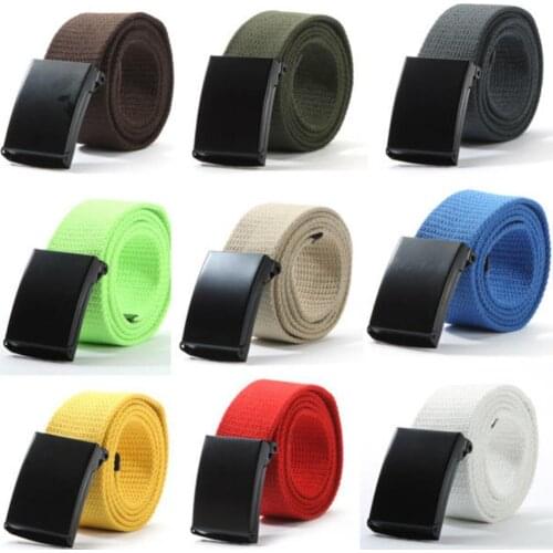 Hot Sales Fashion Unisex Casual Solid Color Plain Webbing Canvas Waist Belt Waistband