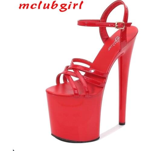 Mclubgirl 2020 New Summer Fashion Round Head Buckle One Word Sandals Womens Versatile Sexy High Heels Thin Heels LFD