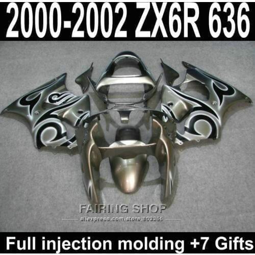Metalliic grey Fairings For Kawasaki ZX6R 2000 2002 2001 zx-6r 00 01 02 Best quality Fairing kit S17