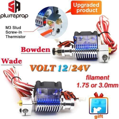 Upgraded V6 J-head Hotend Wade/Bowden Extruder with Heater M3 screw-in Thermistor Nozzle Fan Heat sink MK8 3D for Printer Parts