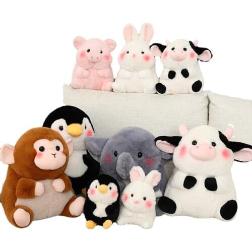 Soft Stuffed Animals Kids Bunny Rabbit Elephant Pig Penguin Cow Sleeping Cute Cartoon Plush Toy Children Dolls Birthday Gift