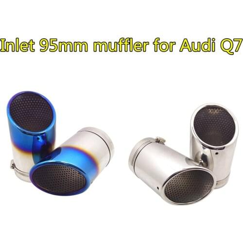 Car Exhaust Tip Pipe Inlet 95mm For Audi Q7 Silver 304 Stainless Steel Universal Muffler Tail Throat Decoration Accessories