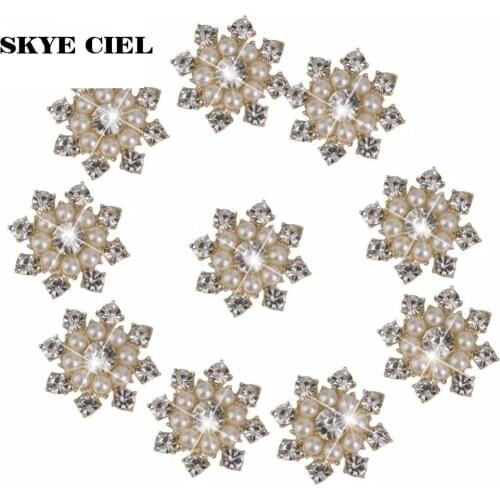 NEW 10Pcs 20MM Gold Alloy Faux Pearl Rhinestone Flatback Embellishments Metal For Clothing Crafts Decoration Jewelry Accessories