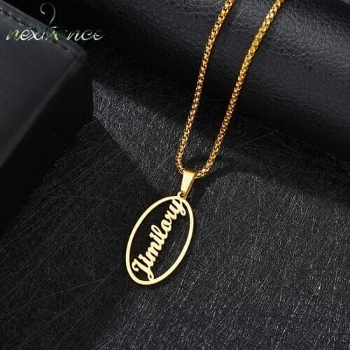 Nextvance Customized Name Oval Pendant Personalized Charm Women Gift Stainless Steel Necklace Chain Choker Creativity Jewelry