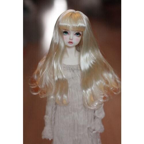 BJD Doll Wig suitable for 1-3 1-4 children with a WIG imitation mohair soft shiny Silky Air bangs long hair doll accessories