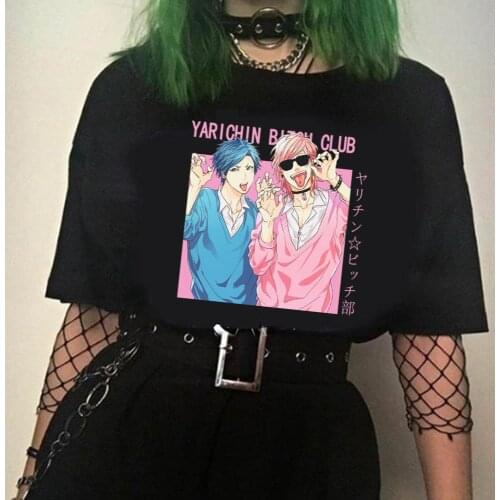 Hot Anime Yarichin B Club T Shirt Harajuku Funny Short Sleeve Cartoon Tees Clothes