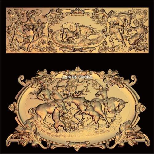 2pcs hunting 3d model STL relief for cnc STL format hunting Relief Model STL Router Engraver ArtCam