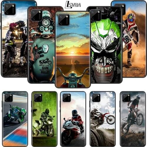 Retro Moto Cross Motorcycle For OPPO Realme C1 C2 C3 C11 C12 C15 C17 C21 X2 X3 X7 XT X50 V3 V5 V15 Pro Matte Black Phone Case