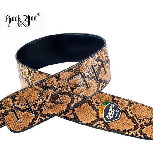 Rock You Emulational Snakeskin Bass Guitar Strap Acoustic Guitar Belt Strap Electric Bass Belt