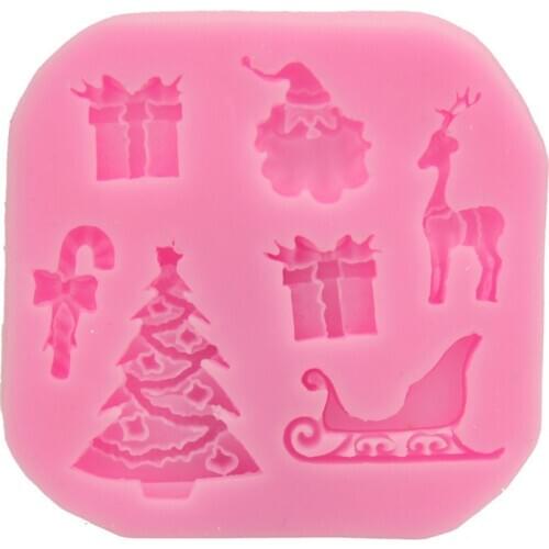 Christmas series elk Christmas tree sled silicone mold chocolate fondant baking cake mold gypsum diy soap mold