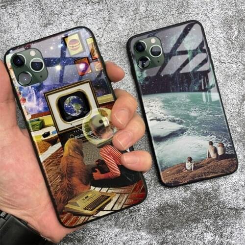 Thetic collage Aesthetic hippie soft silicone glass Phone case cover shell For iPhone 6 6s 7 8 Plus X XR XS 11 Pro max