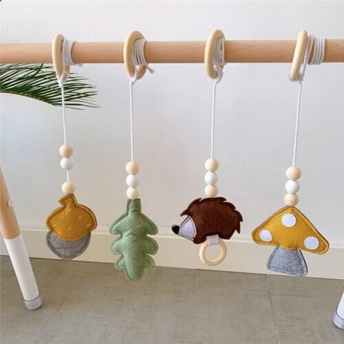 Nordic Baby Gym Play Nursery Sensory Ring-pull Toys Wooden Fitness Rack Hanging Decor Kids Room Decoration Ornament Accessories