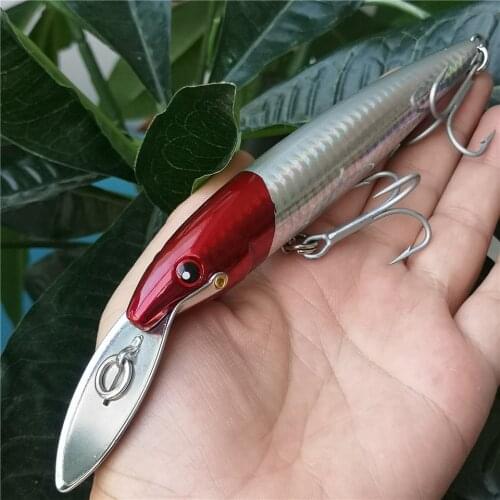 Swolfy 1 Pcs 130mm/32.5g Floating 0-5m Trolling Tuna Fishing Lures Big Sinking Sea Lures Minnow Lures Fishing Bait