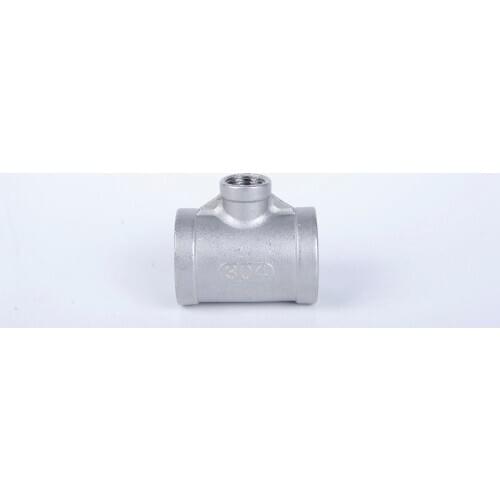 304 Stainless Steel Reducing Tee, 3" to 2" to 3" Female BSPT Thread -Pipe Fitting