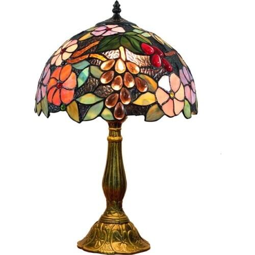 Tiffany Table Lamp Vintage Flowers Table Lights E27 Retro Mediterranean Style Table Lamp Bedroom Dining Room Art Desk Light