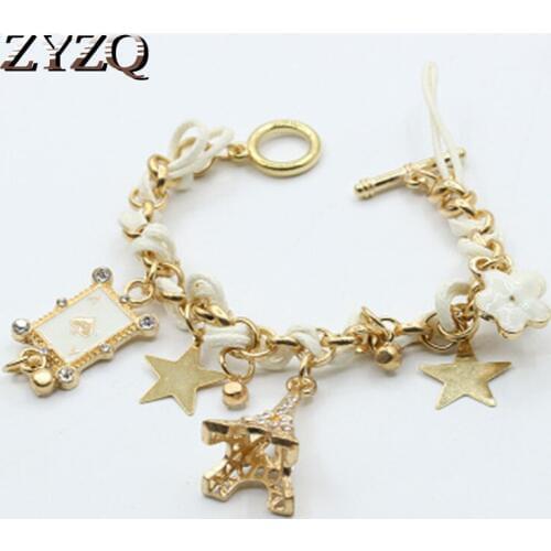 ZYZQ Trendy Geometric Women Bracelets With Lovely Star Tower Shaped Pendant Gadget Three Color Available Wholesale Lots&Bulk
