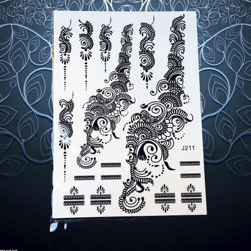 1PC Sexy Black Mehndi Flower Tattoos Arm Sleeve Henna Waterproof Fake Jewelry Temporary Tattoo Stickers Hand Leg Body Art PBJ211