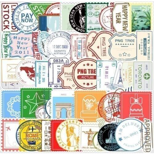 10/57pcs Retro Postmark Stickers Vintage Stamp Collection Series Journal Decorative Sticker Scrapbooking DIY Label Diary Album