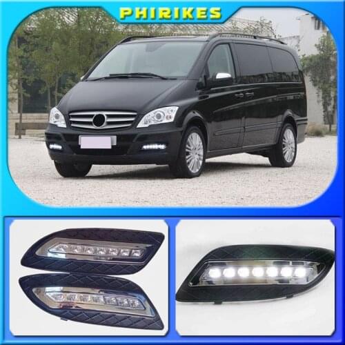 2Pcs Car LED DRL Fog Lamp Decoration Running Light For Mercedes Benz viano 2011 2012 2013 2014 12V Daytime Car Light