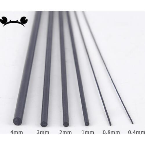20pcs Carbon Fiber Rods 0.5mm 0.8mm 1mm 1.5mm 2mm 2.5mm 3mm 4mm Length 200mm 400mm Fibra de carbono