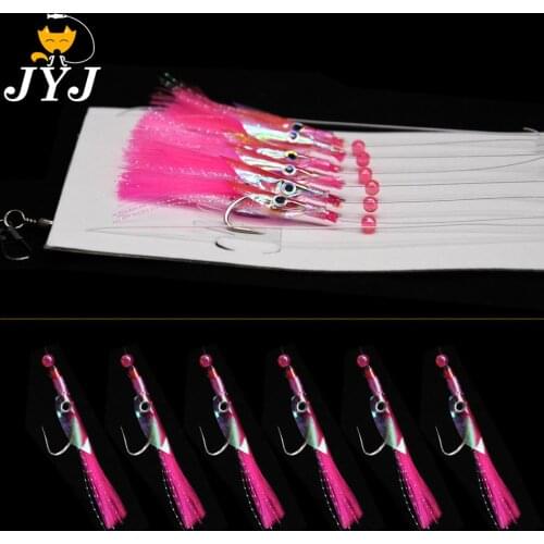 20 packs size hook #16 pink color saltwater trolling hooks , artificial sabiki hook baits sea fishing tackle
