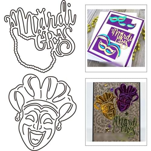 2021 New English Words Mardi Mask Metal Cutting Dies For DIY Craft Making Greeting Card Album Paper Scrapbooking No Clear Stamps