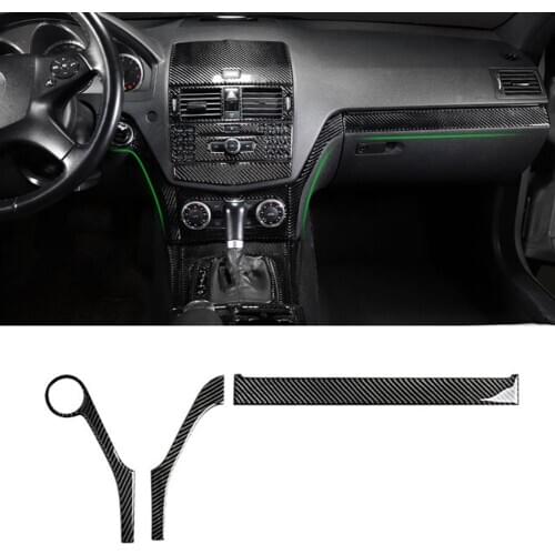 3Pcs Carbon Fiber Car Interior Central Control Frame Decals trim Stickers Auto Interior Decor for Mercedes-Benz C-class W204 new