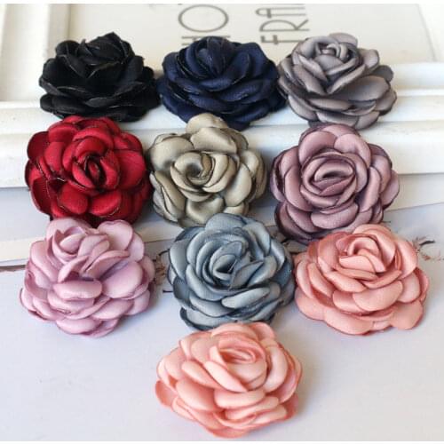 5Pcs 3.7CM Satin Fabric Artificial Flower Handmade DIY Fabric Flowers For Hair Accessories Craft Home DIY Decoration