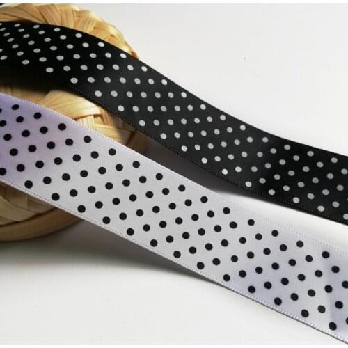 50yards width 25mm round dot Grosgrain printed ribbon polyester ribbon DIY gift wrapping holiday party decoration accessories