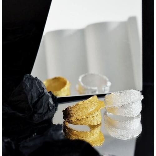 Amaiyllis S925 Sterling Silver Ridge Ring Minimalist Adjustable Opening Wind Erosion Texture Index Finger Ring For Women