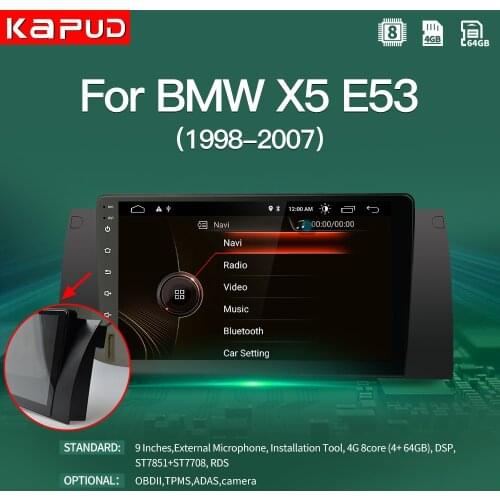 Kapud Android 10.0 Car Multimedia Player 9" Inch Navigation For Bmw E39 5 Serie/M5 1997-2003 Radio Stereo BT GPS Wifi DSP