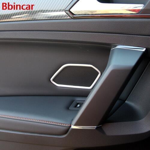 Bbincar Car Styling ABS Matte For Volkswagen VW Tiguan Second Generation 2017 2018 Interior Audio Speaker Sound Trims Decoration
