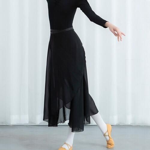 Ballet Dance Skirt Adults Long Chiffon Ballet Skirt Women Ballerina Soft Ballet Dress Black Burgundy Women Dance Costumes