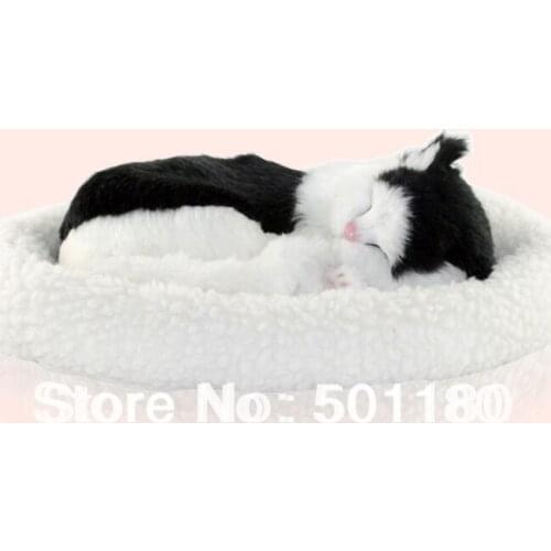 Free shipping lucky charm sleeping cat with breathing for gift or decoration