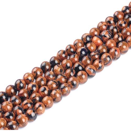 4/6/8/10mm Natural Flower Sand Stone Beads Loose Gold Sandstone Round Beads For DIY Jewelry Bracelet Craft Material Wholesale
